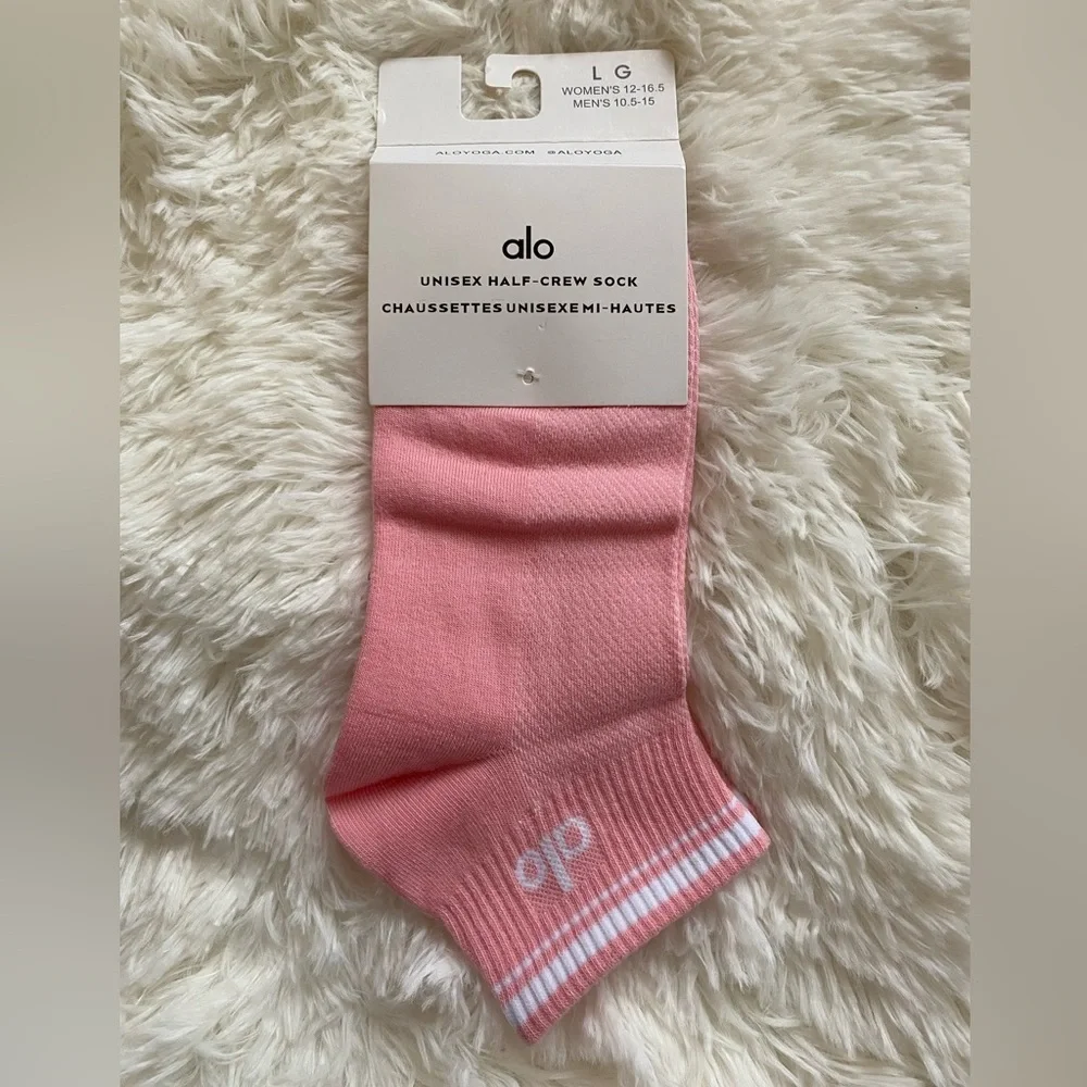 ALO Yoga Pink And White Half-Crew Socks Unisex